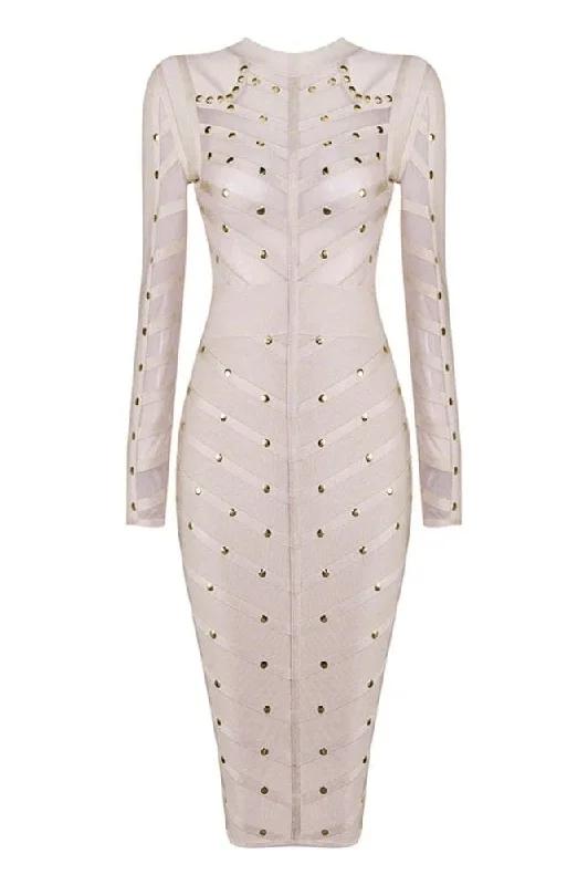 Rosa Long Sleeve Bodycon Dress - Cream