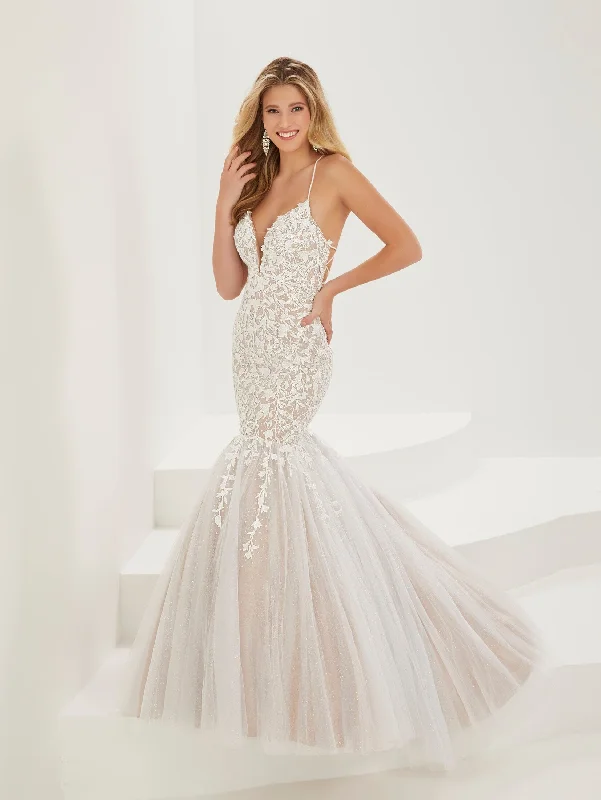 Applique Sleeveless Mermaid Dress by Tiffany Designs 16943