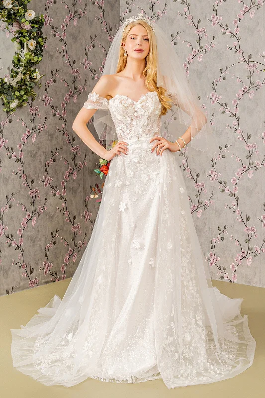 3D Floral Off Shoulder Wedding Gown by GLS Gloria GL3423