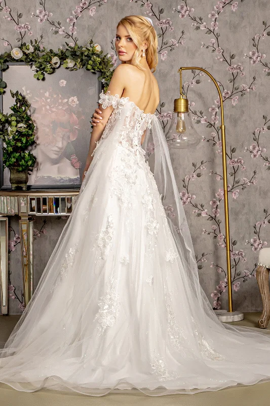 Off Shoulder Cape Sleeve Bridal Gown by GLS Gloria GL3448