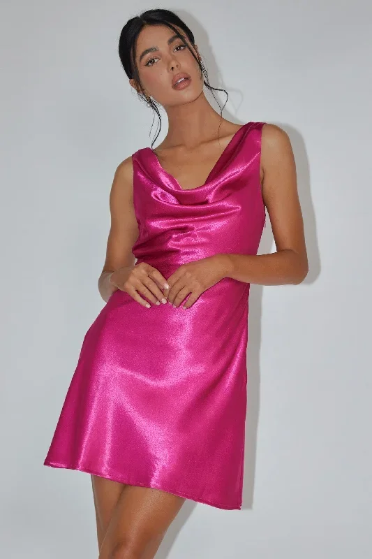 casablanca-night-cowl-mini-dress-fuchsia