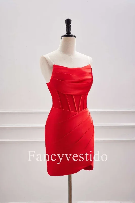 cute-red-pleated-tight-short-homecoming-dress