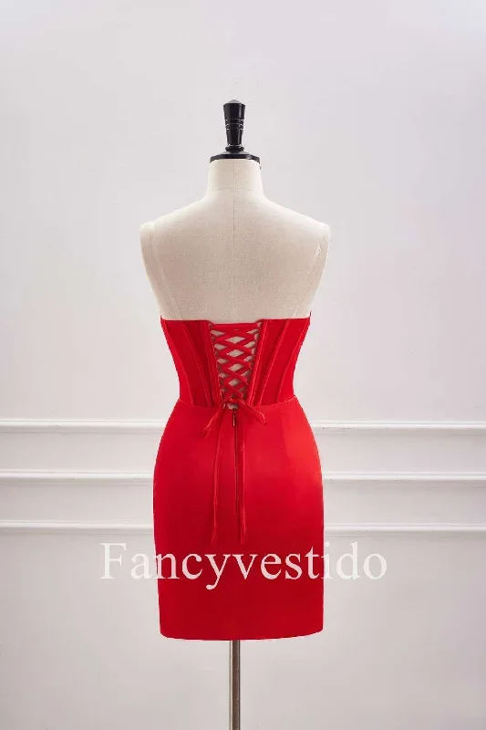 cute-red-pleated-tight-short-homecoming-dress