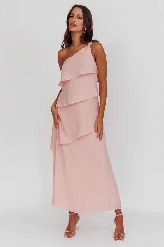 Delwyn One-Shoulder Maxi Dress Baby Pink