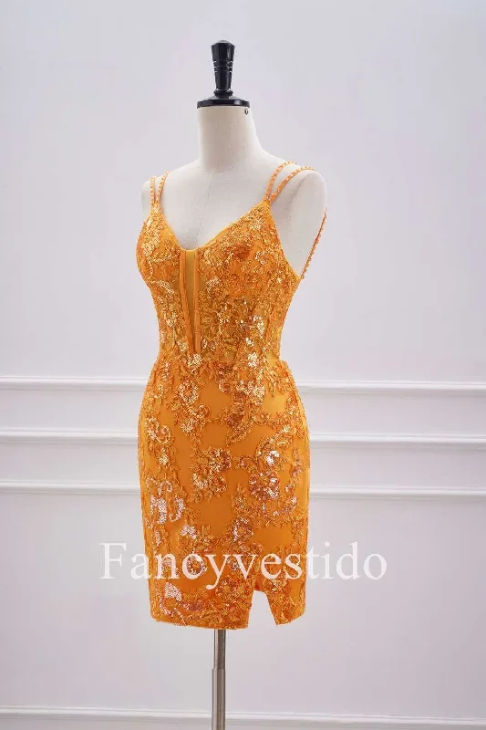 double-straps-orange-sequin-appliques-short-homecoming-dress