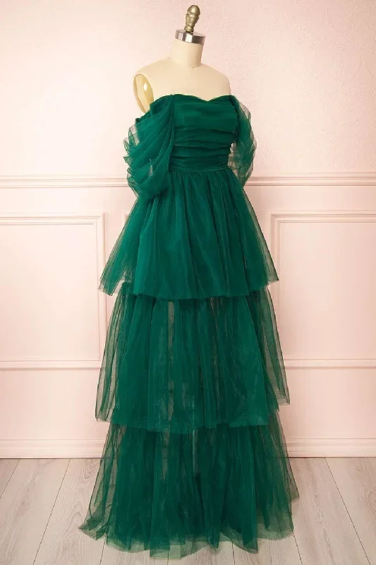 green-tulle-off-the-shoulder-a-line-tiered-prom-dress