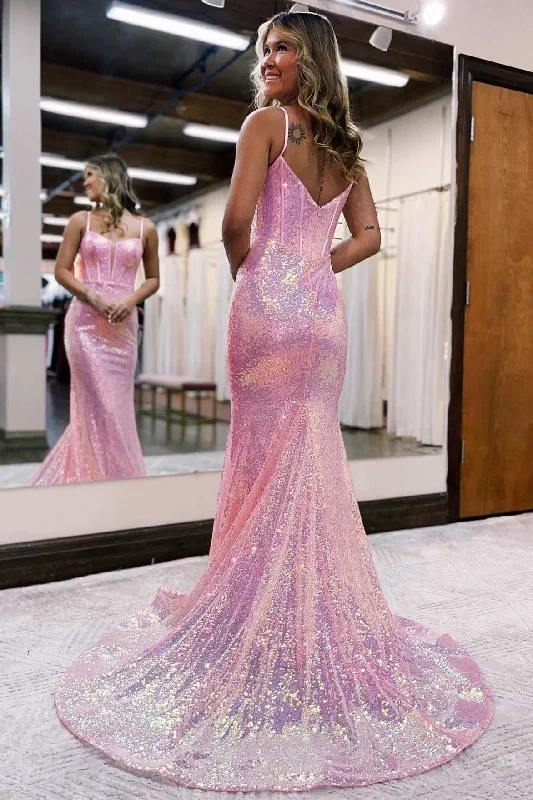 iridescent-pink-scoop-neck-straps-mermaid-long-prom-dress