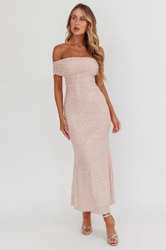 Kailey Off-Shoulder Maxi Dress Spangle Blush