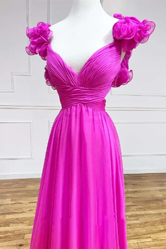 lace-up-fuchsia-v-neck-ruffle-pleated-long-prom-dress