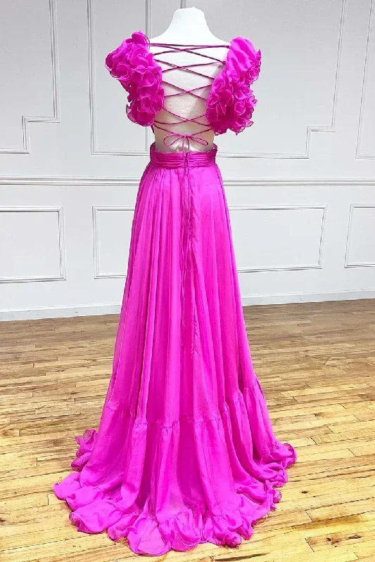 lace-up-fuchsia-v-neck-ruffle-pleated-long-prom-dress