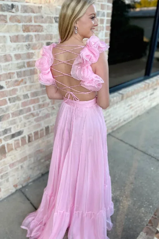 lace-up-fuchsia-v-neck-ruffle-pleated-long-prom-dress