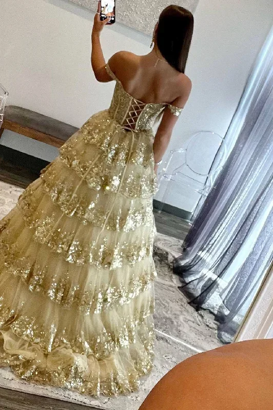 lace-up-gold-off-the-shoulder-corset-tiered-ball-gown