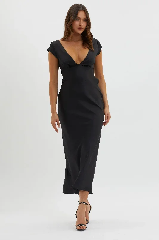 lucinda-v-neck-twist-back-midi-dress-black