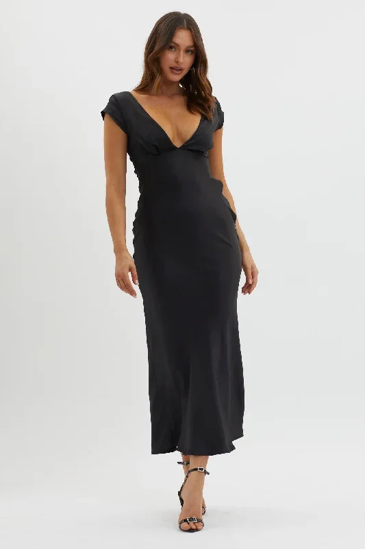 lucinda-v-neck-twist-back-midi-dress-black