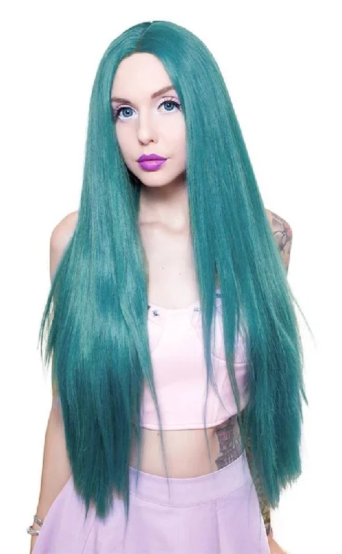 Yaki Mermaid Lace Front 32"" Turquoise Wig