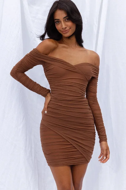 moonrise-off-shoulder-crossover-neckline-long-sleeve-ruched-dress-chocolate