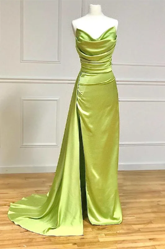 neon-pink-strapless-ruched-long-prom-dress-with-attached-train