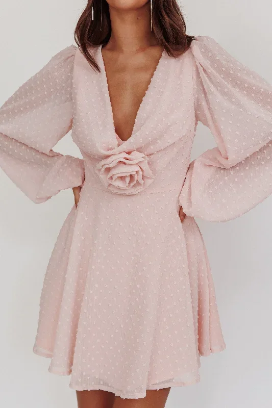 open-heart-long-sleeve-rosette-mini-dress-baby-pink