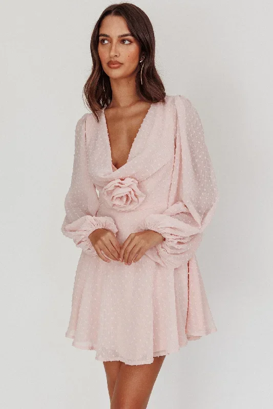 open-heart-long-sleeve-rosette-mini-dress-baby-pink