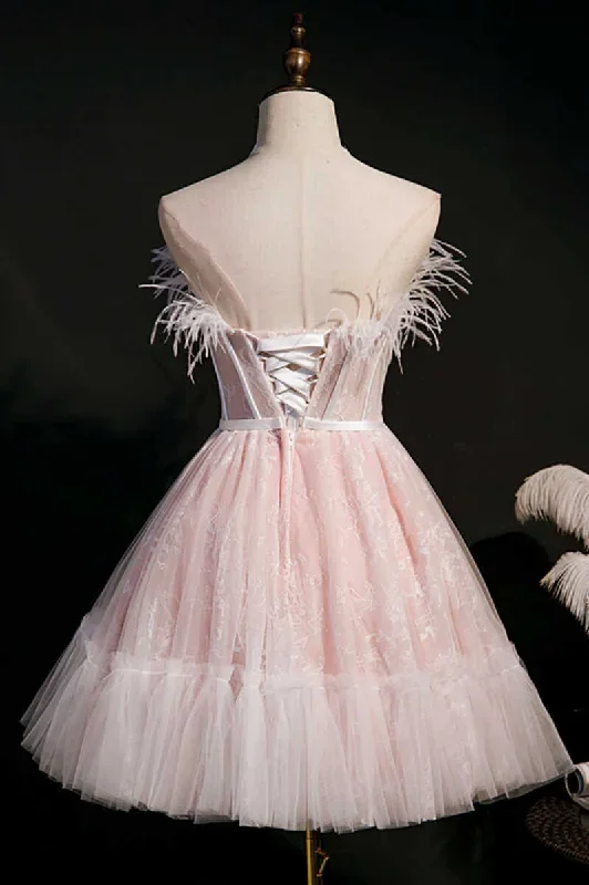 pink-feather-strapless-a-line-short-homecoming-dress