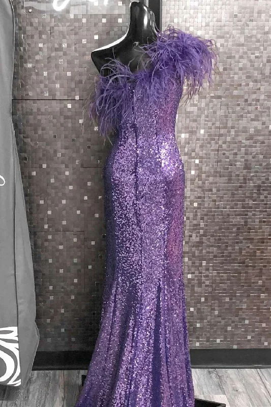 purple-sequin-feather-one-shoulder-long-prom-dress-with-slit