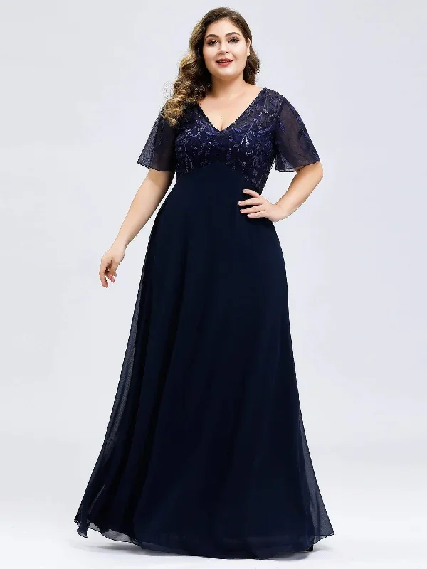 short-sleeve-empire-plus-size-formal-dresses-ez07706