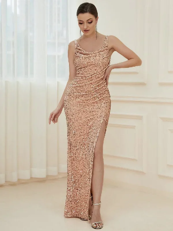 spaghetti-strap-ruched-sequin-high-slit-evening-dress-ee50008